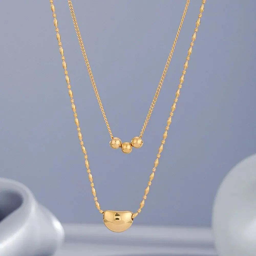 18K Gold-Plated Double Layered Bauble Charm Necklace